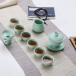 Painted celadon - 10 Piece Tea set