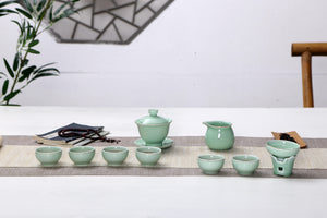 Painted celadon - 10 Piece Tea set