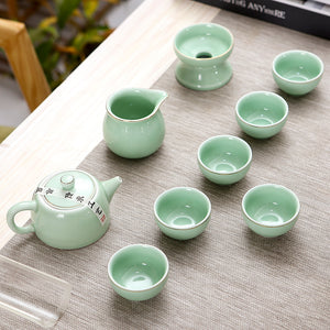 Painted celadon - 10 Piece Tea set