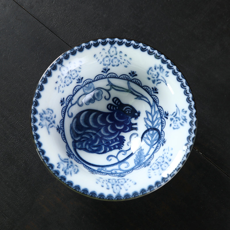 Large blue and white porcelain Hat Cup